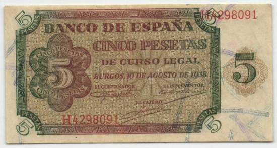 5 Pesetas 1938